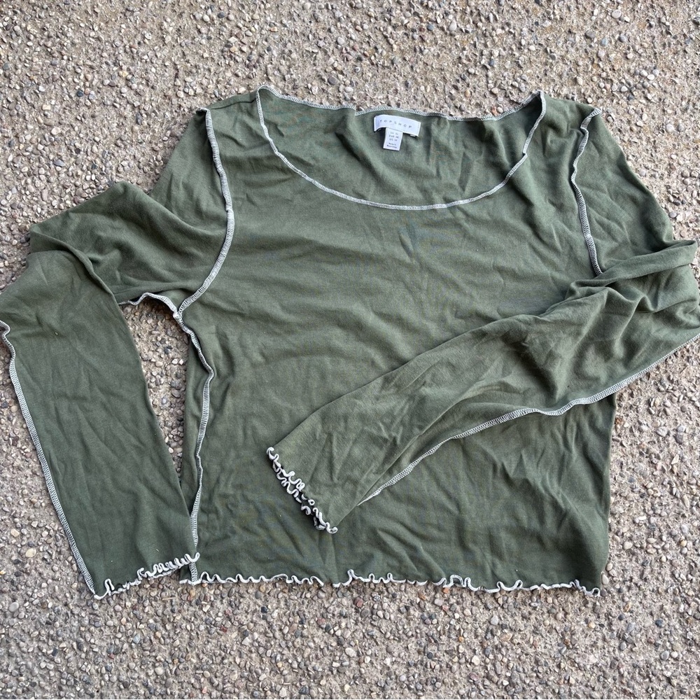 Green long sleeve crop shirt from topshop